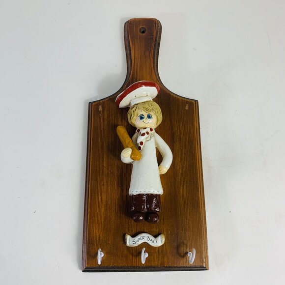 Super Dad Chef Kitchen Wall Decor Guy Key Utensil Towel Holder Kitschy Gift - Picture 14 of 14